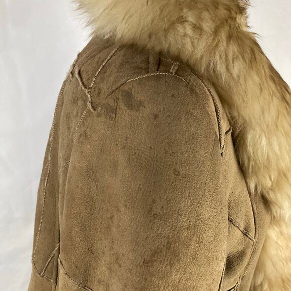 Genuine Shearling Sheepskin Patchwork Penny Lane Leather Coat - Picture 4 of 16
